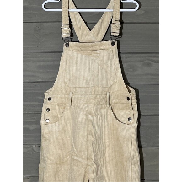 Boutique Barrel Corduroy Overalls Womens Small NWT Beige Cream Boho - Picture 2 of 7